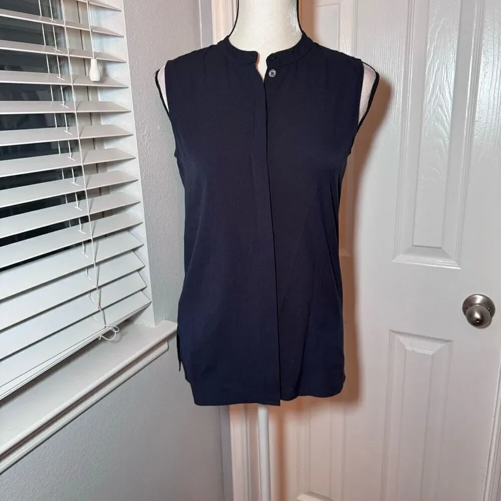 Tory Burch Blue Button Down Sleeveless Top